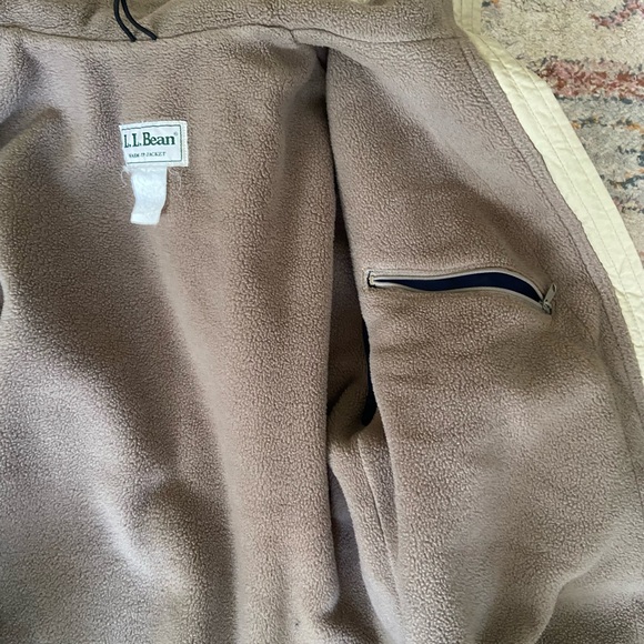 Vintage LL BEAN 90s Tan/Khaki Fleece Lined Warm Up Jacket - Picture 7 of 8